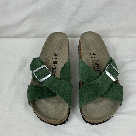 BirkenstockSienna Shimmer Suede Sandals, soft footbed, EU 39 NEW without box